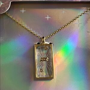 Aquarius Zodiac Necklace with Gold Chain